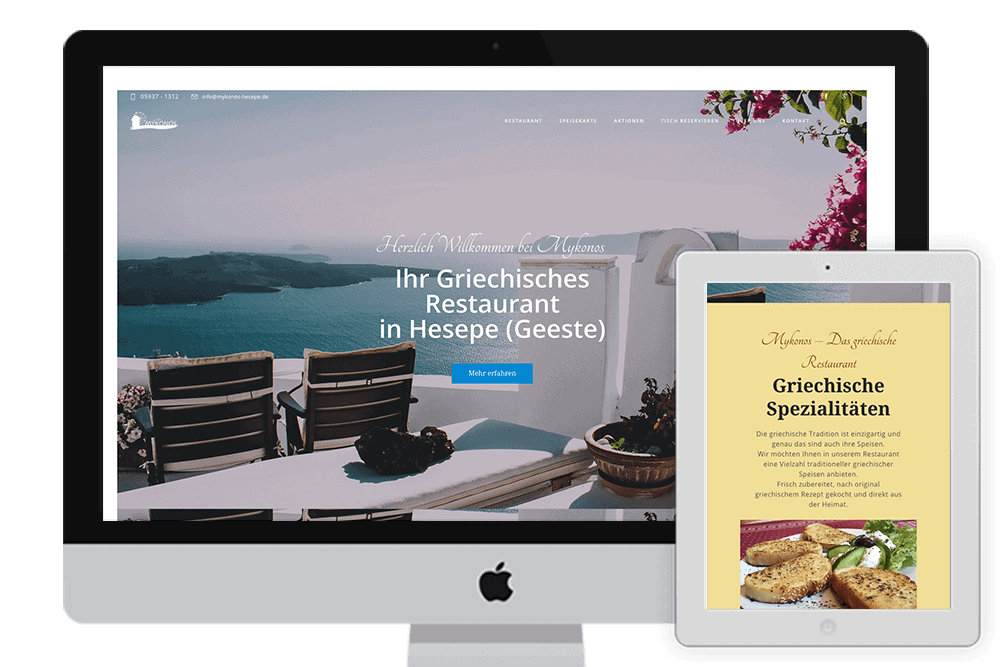 Mykonos Hesepe Restaurant website