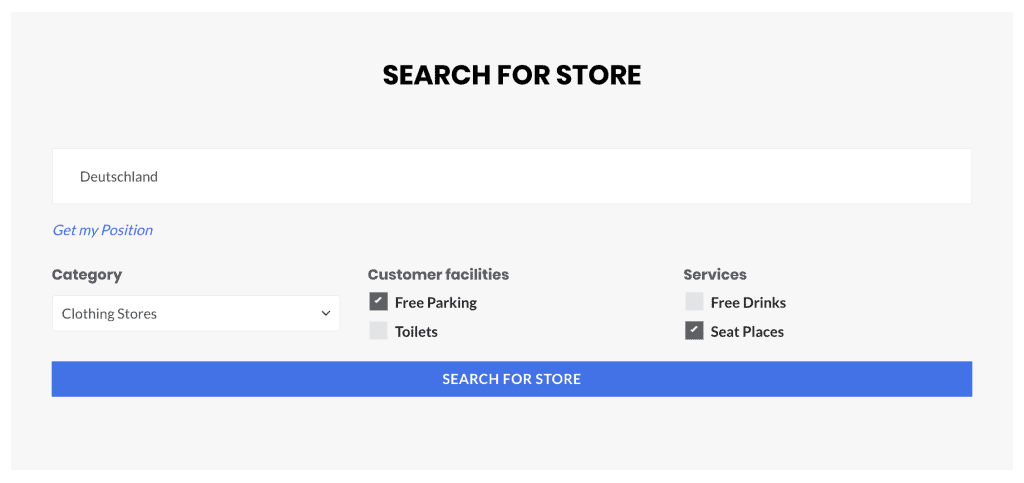 search for store with filters