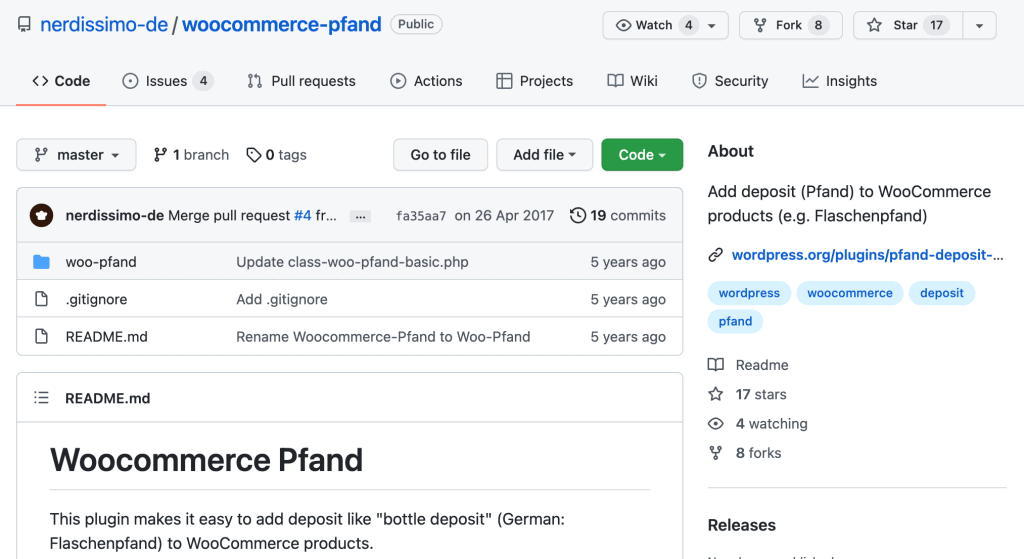 WooCommerce Pfand Plugin auf Github