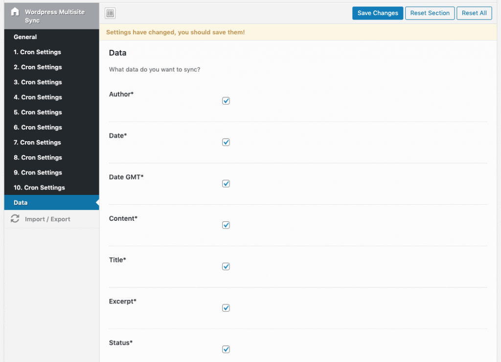 wählen Sie, welche Daten Sie synchronisieren möchten