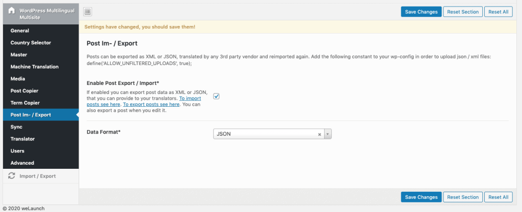 Im- und Export-Übersetzungen