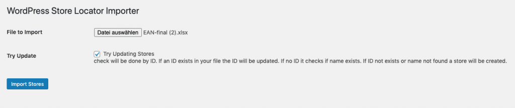 Excel-Speicherdatei importieren