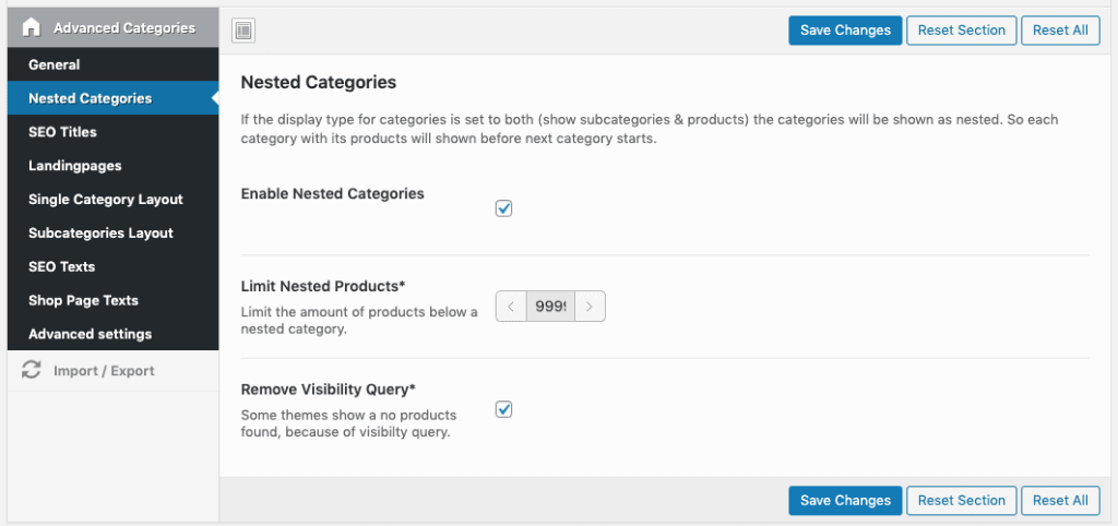 nested woocommerce categories