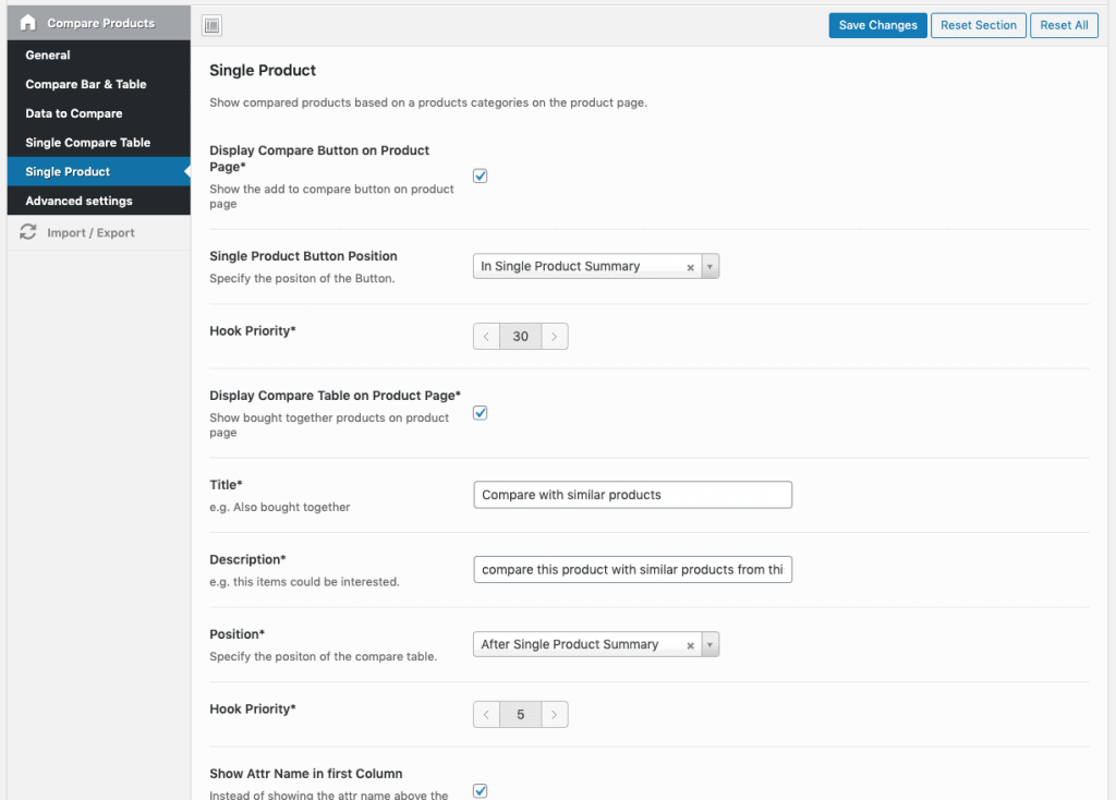 Einzelprodukt-Konfiguration