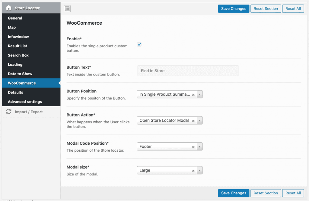 woocommerce support to show find store on product pages