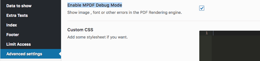 MPDF-Debug-Modus