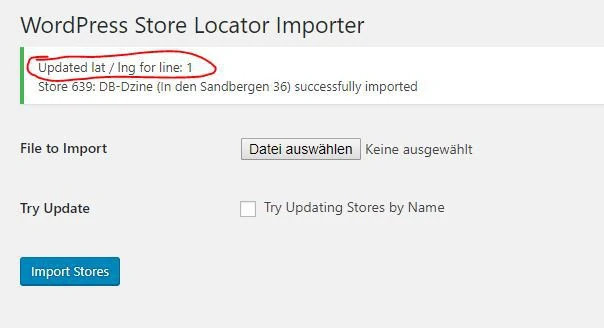 während des Imports von Geschäften automatisch lat lng erhalten