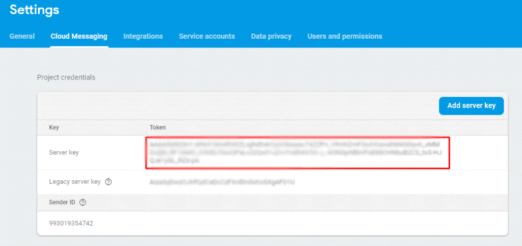 Firebase-Server-Schlüssel kopieren