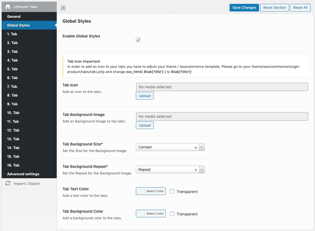 global product tab styles