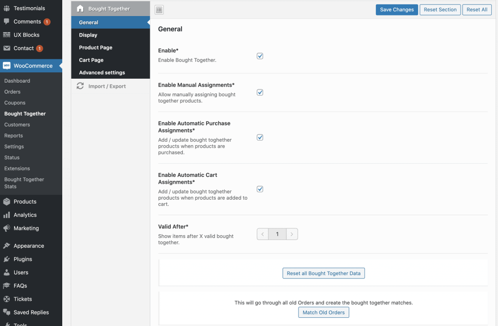 enable woocommerce bought together plugin