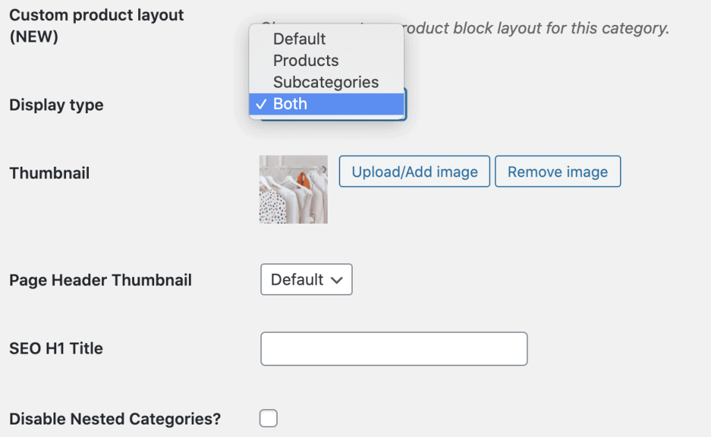 make sure categories display is set to both