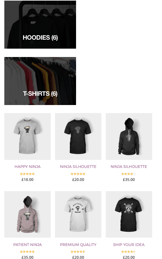 default woocommerce categories both display