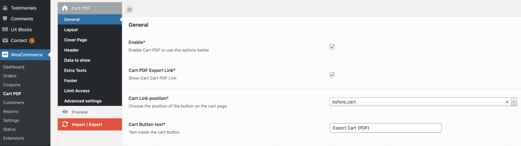 habilitar carrito woocommerce pdf