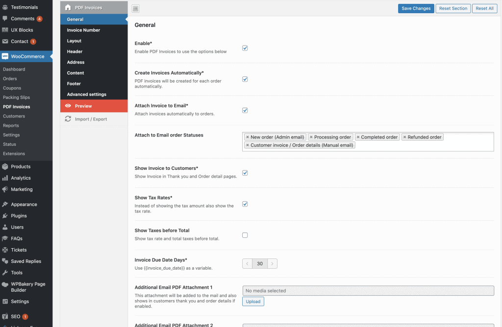 enable woocommerce pdf invoices plugin