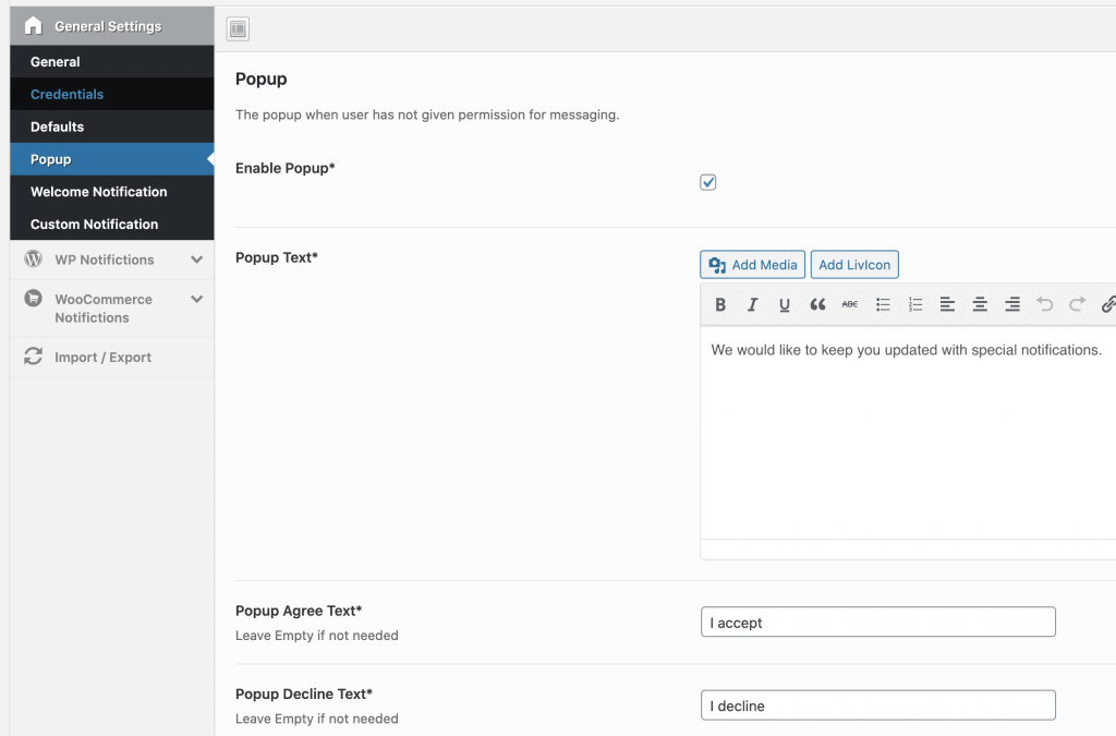 customizing settings