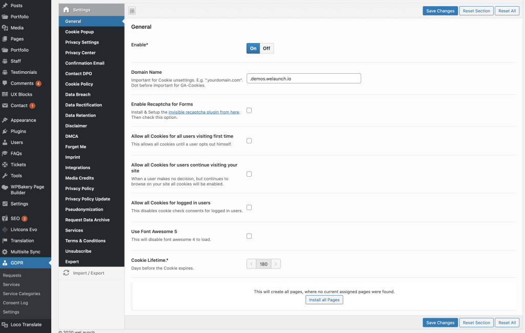 activar el plugin GPDR de WordPress