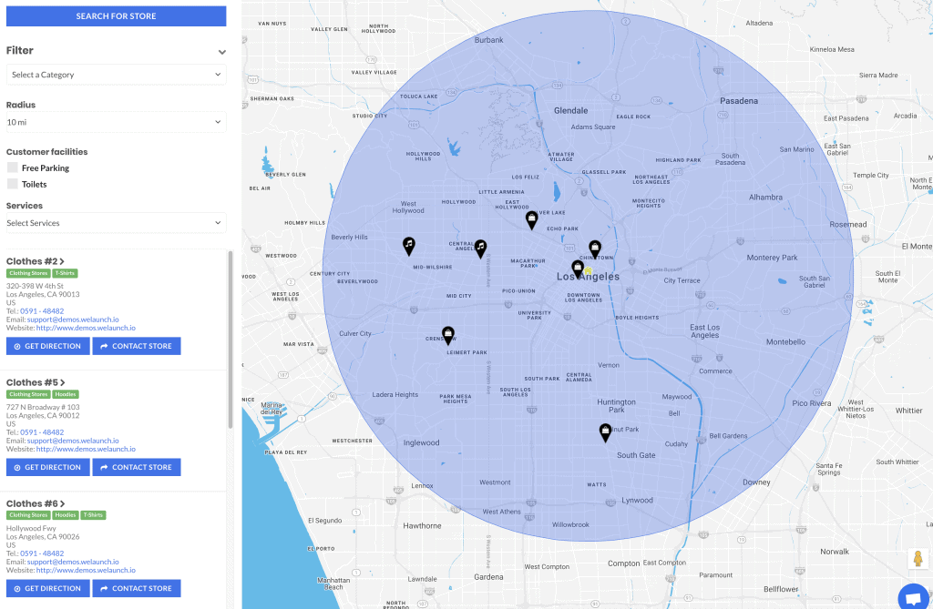 store locator map with shops