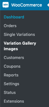 WooCommerce variation images menu