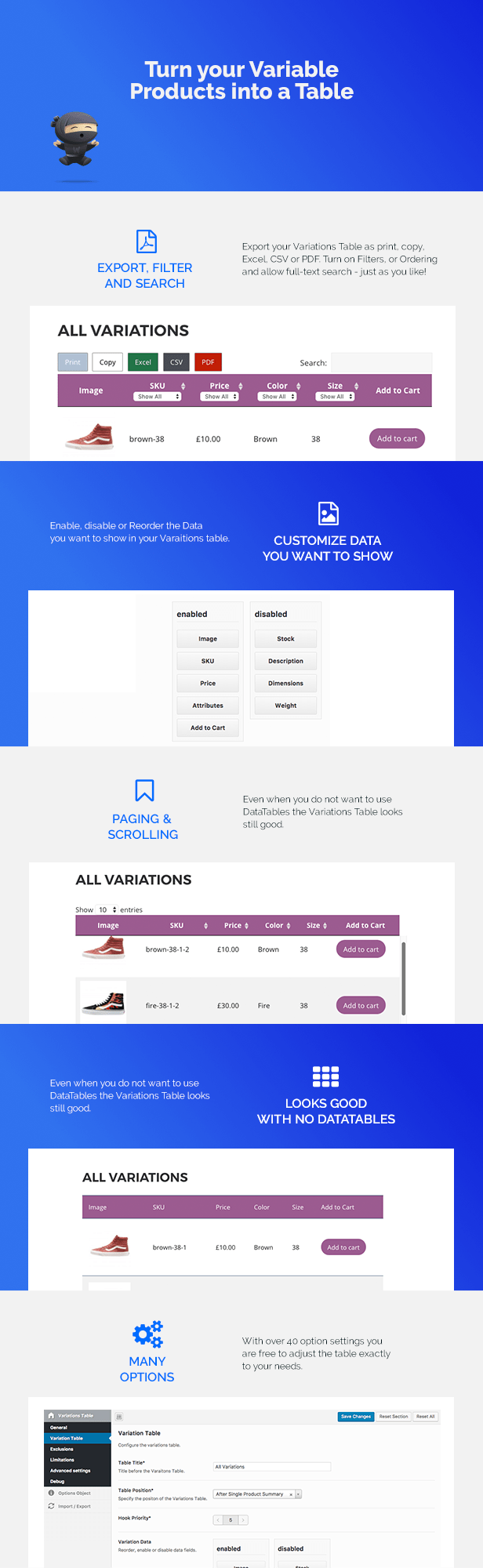 Turn your Variable Products into a Table