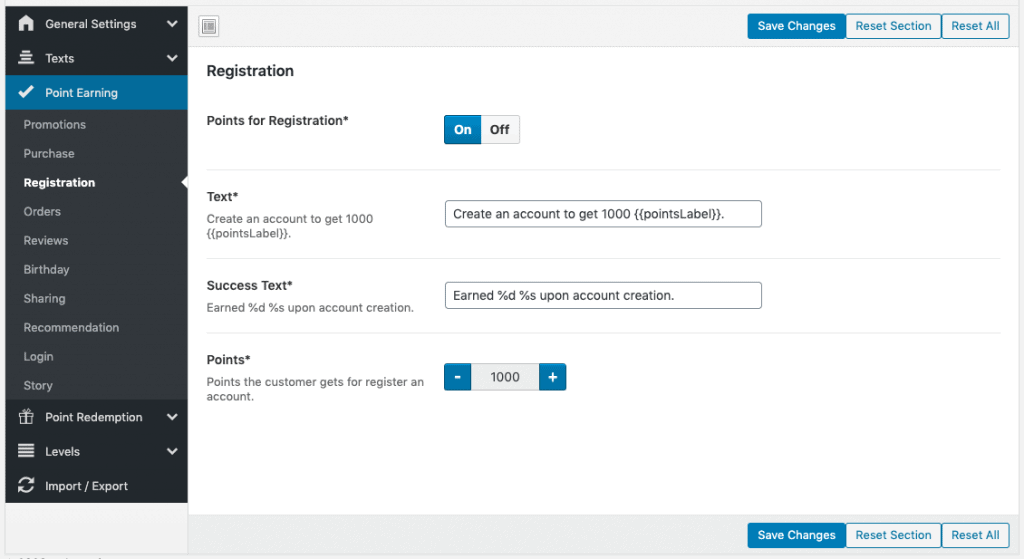 more than 10 options to earn points