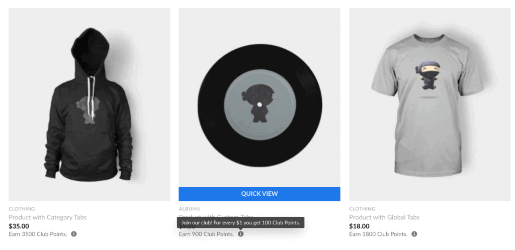 reward points text in product category