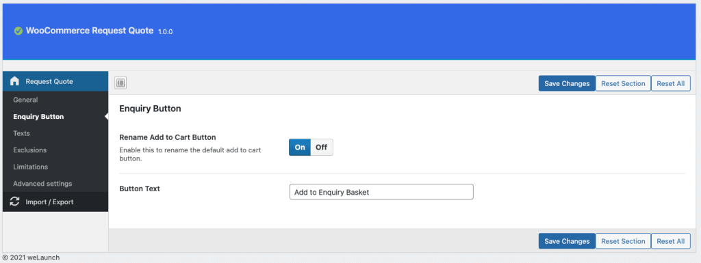 change add to enquiry button text