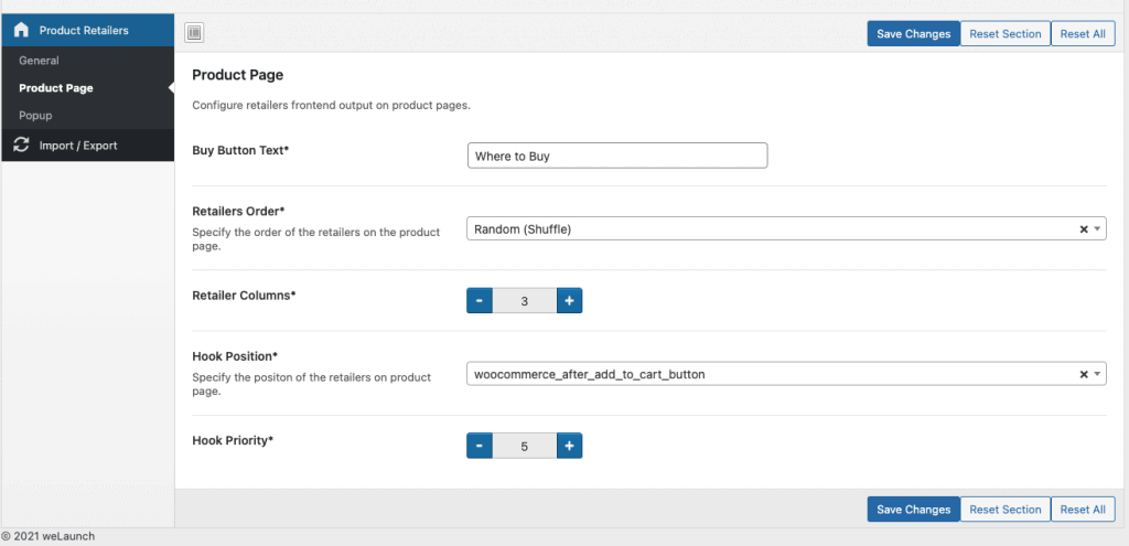configure the where to buy product page button