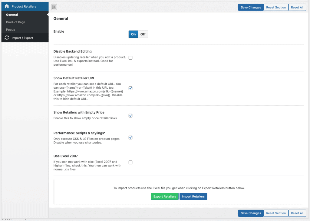 general WooCommerce retailers settings