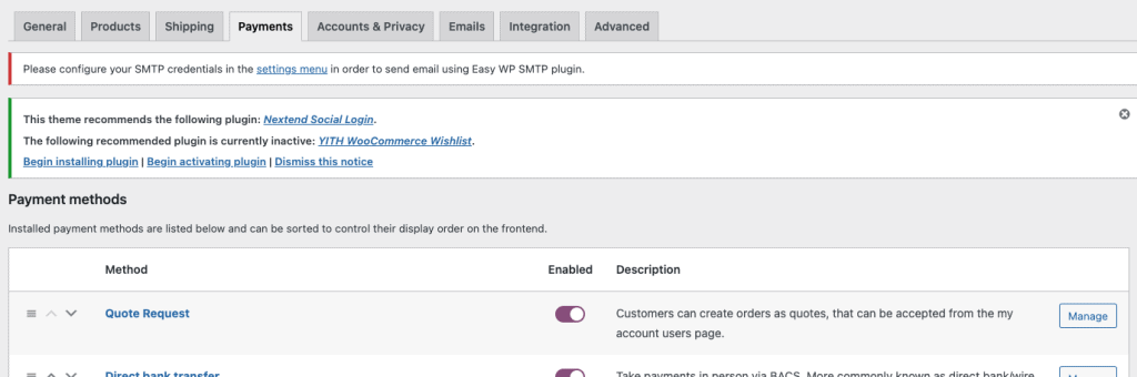 quote request payment gateway