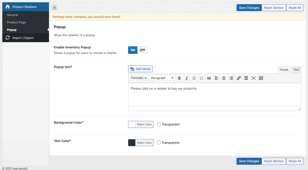 use a popup to show all product retailers