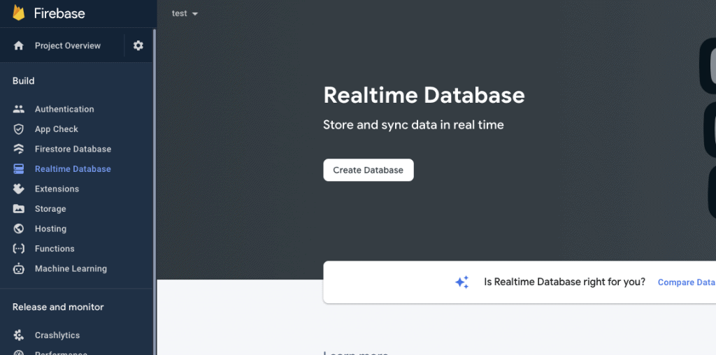 firebase - create realtime database