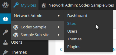 wp network admin screen