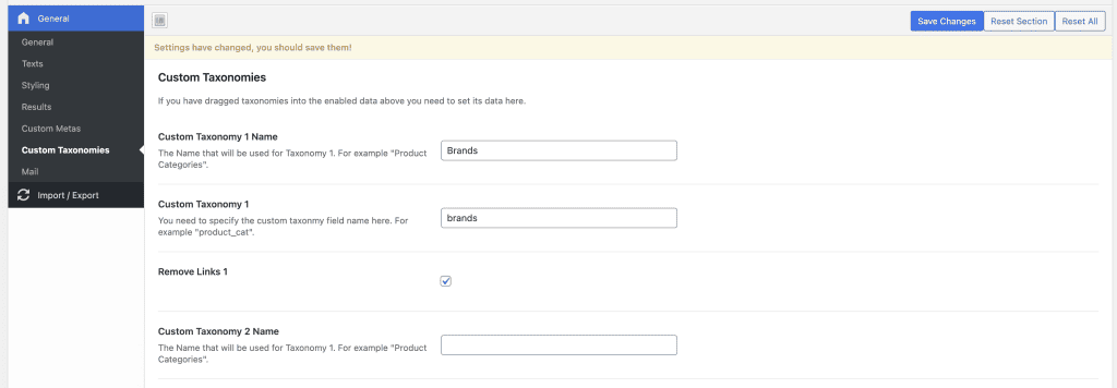 show custom taxonomies in wp forms