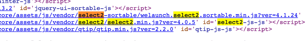 plugins using an old select2 js version
