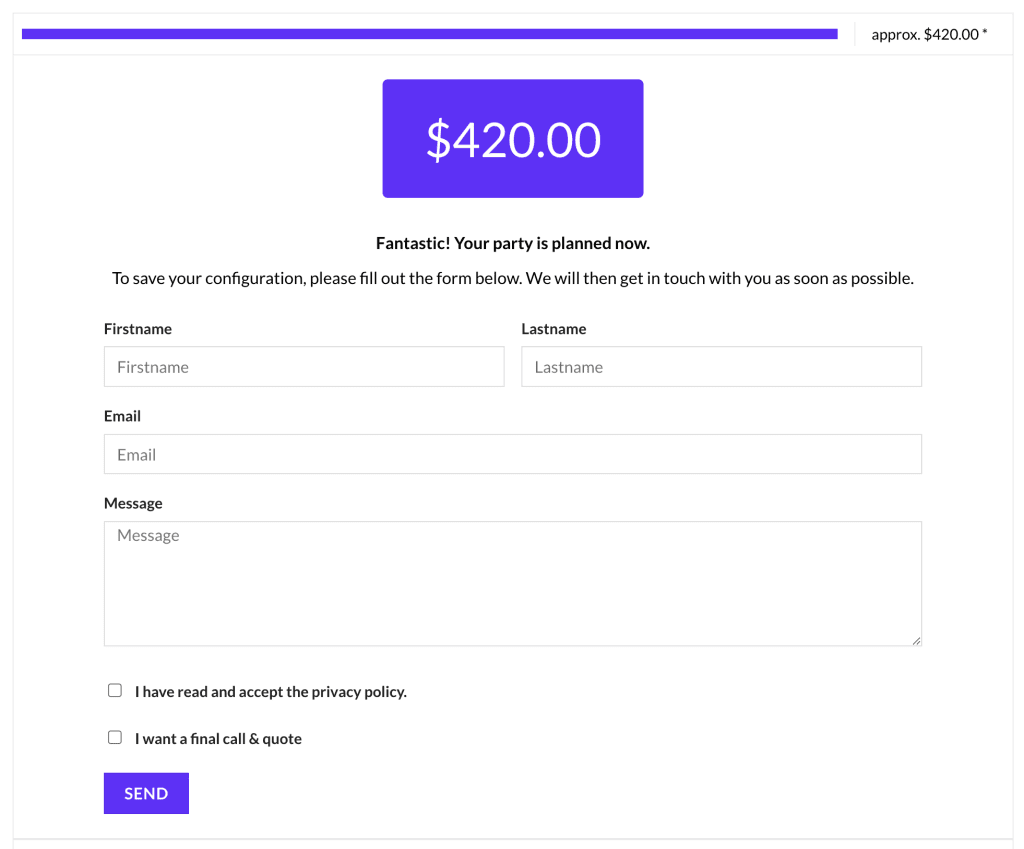 cost estimation result
