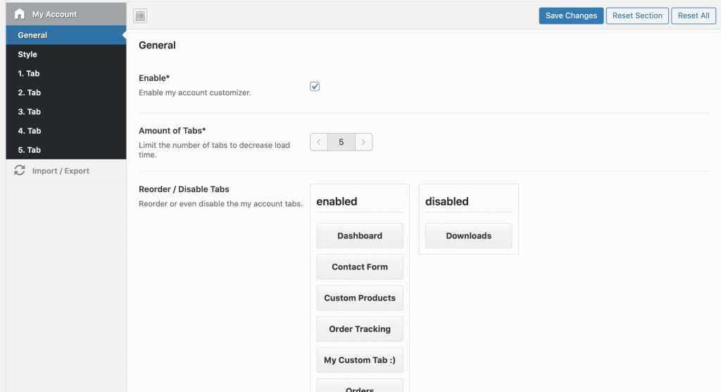 easy settings panel
