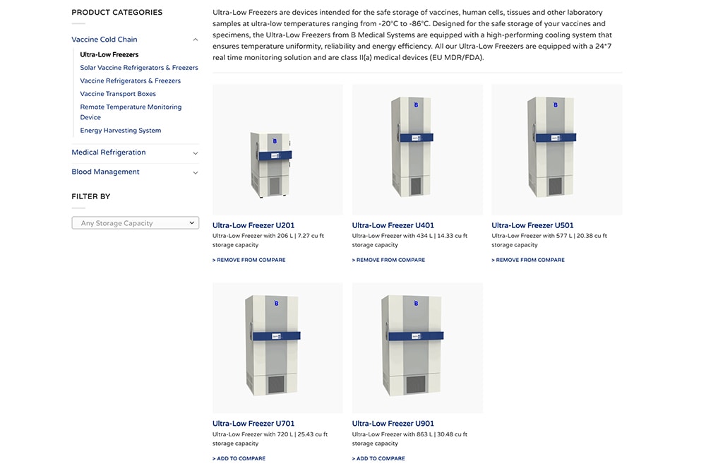 B Medical Systems product listing