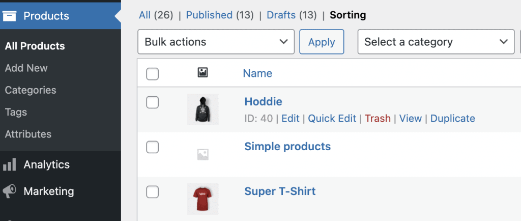 default woocommerce sorting