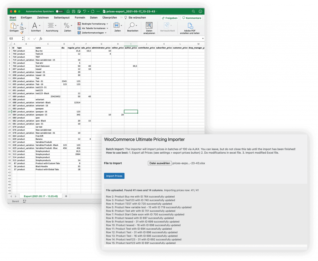 Im- & export prices in WooCommerce