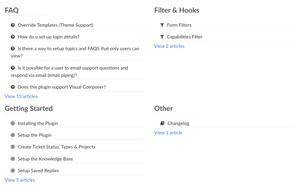 list layout knowledge base