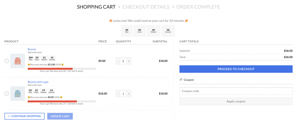 dark pattern in woocommerce cart