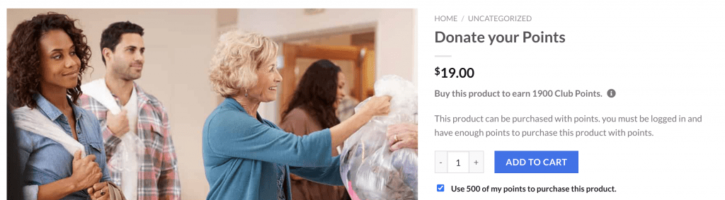 checkbox to purchase this product with points