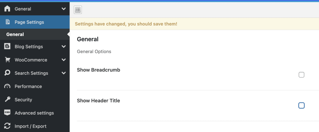 page type settings