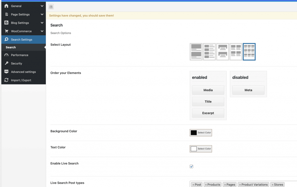 search settings
