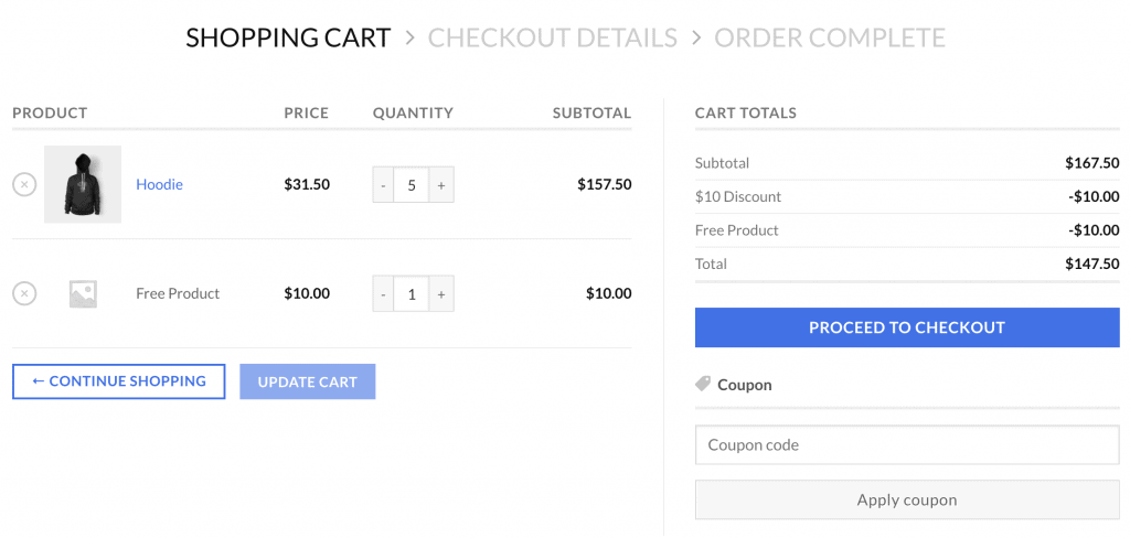 cart discount example