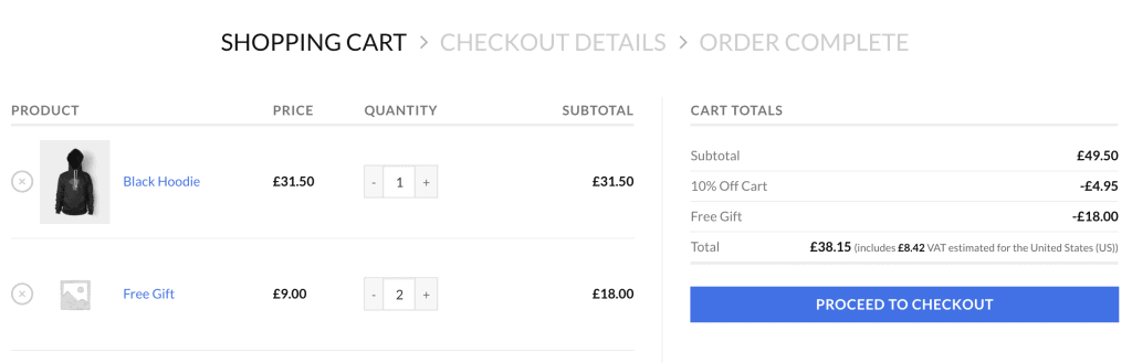 woocommerce cart discounts & free products