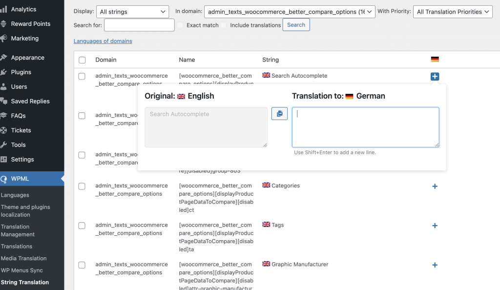 translate admin options