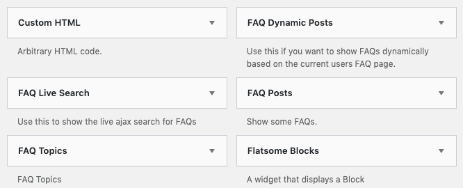 available widgets