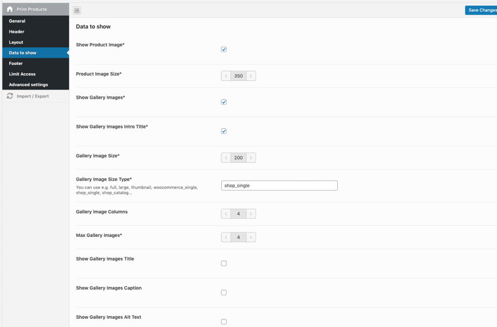 enable or disable data you want to show