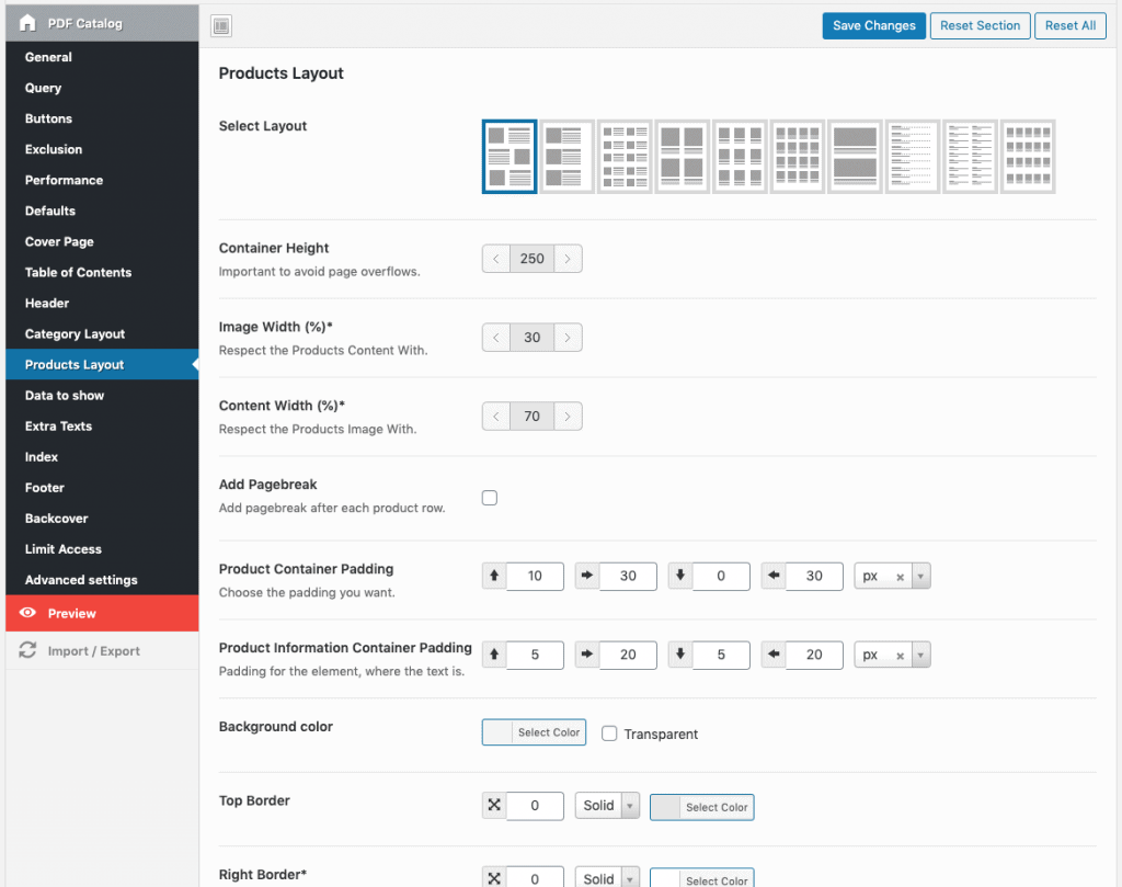 multiple products layouts